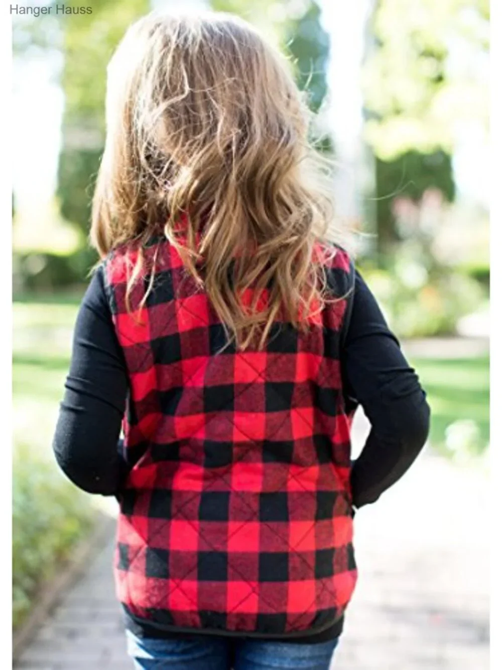 Girls Cotton Blend Plaid Quilted Vest Puff Lined Gilet Windproof